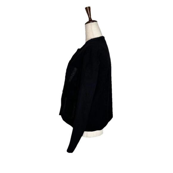 J McLaughlin Fanning Jacket Small Black Braided Trim Pockets Old Money Classic - Picture 6 of 10